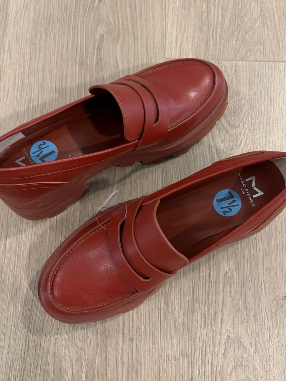 Marc Fisher Women's Red/Brown Penny Loafers